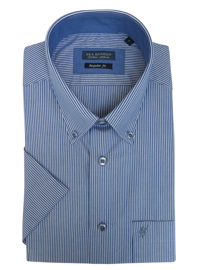 Camicia uomo in popeline di cotone mezza manica taglie regolari